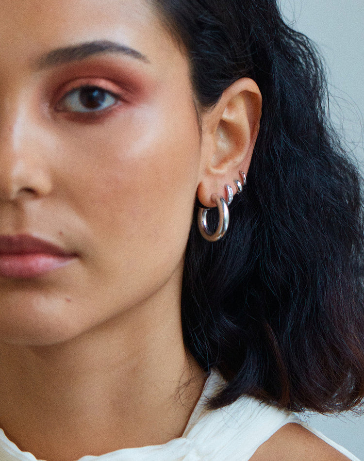 Chunky Silver Hoop Earrings